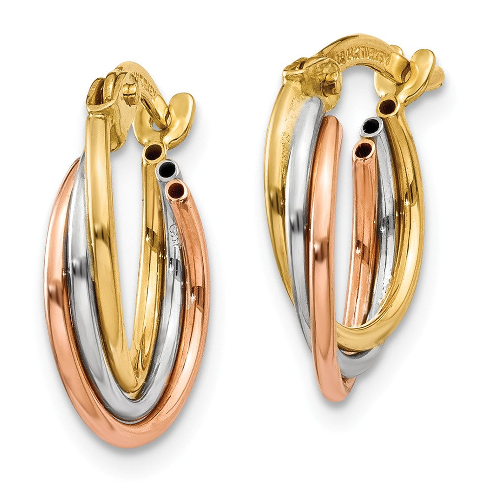 14K Tri-color Twisted Hoop Earrings Secondary image