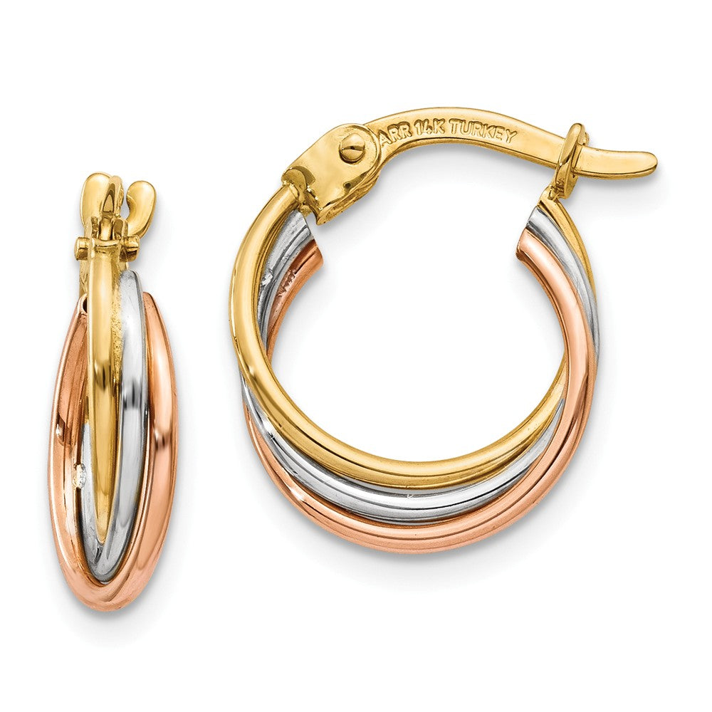 14K Tri-color Twisted Hoop Earrings Main image