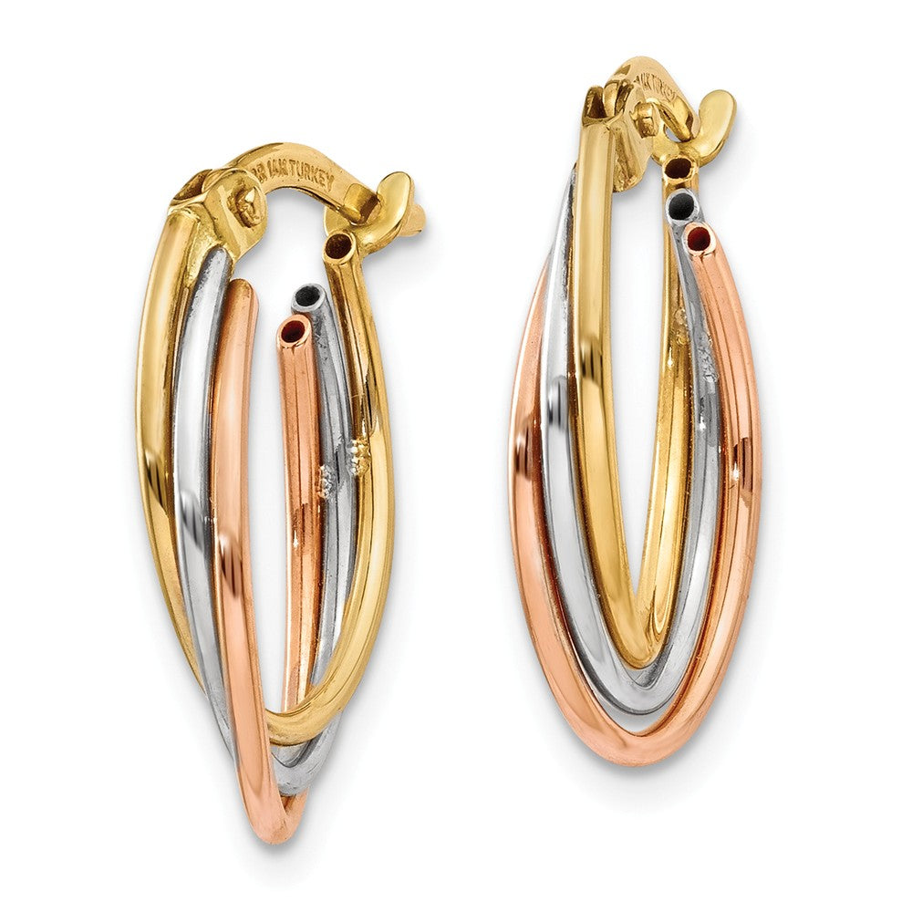 14K Tri-color Twisted Hoop Earrings Secondary image