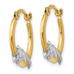 14K & Rhodium Dolphin Hoop Earrings