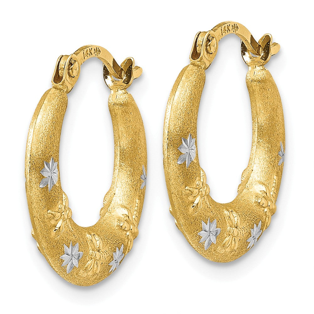 14K & Rhodium Hoop Earrings Secondary image