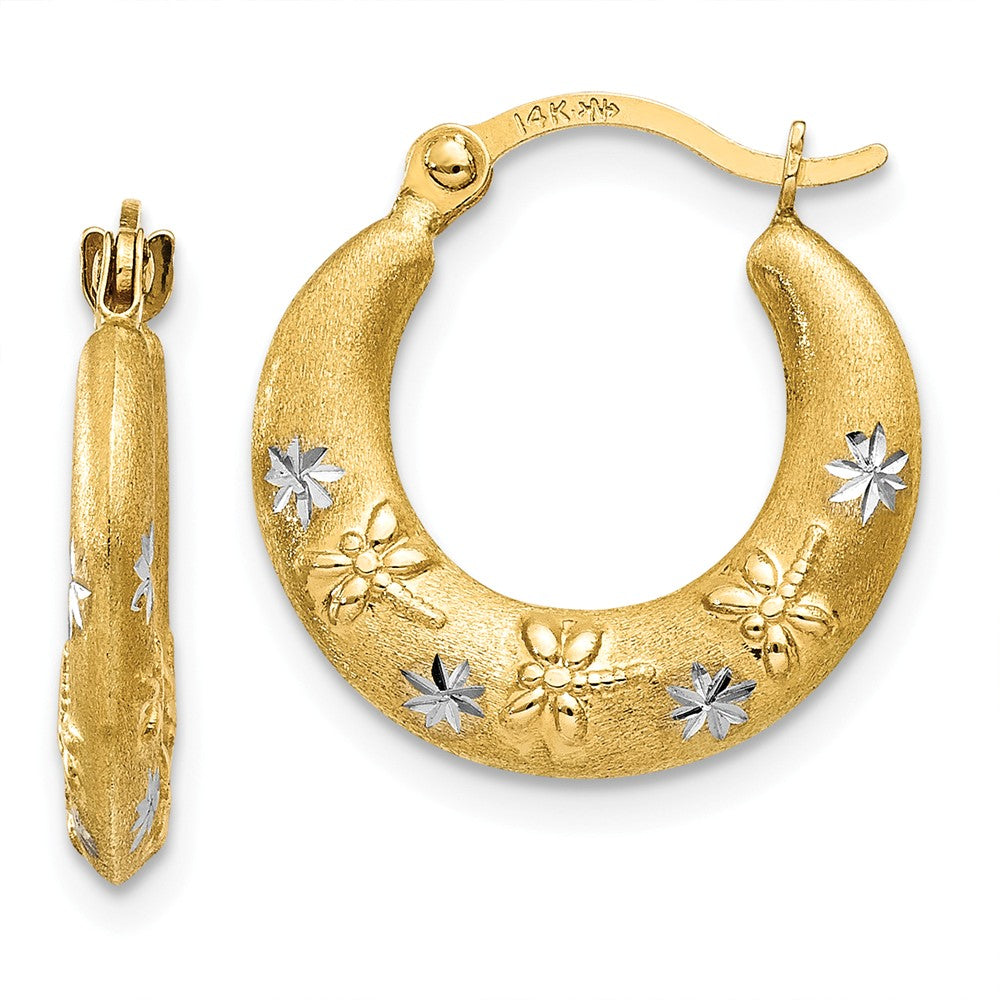 14K & Rhodium Hoop Earrings Main image