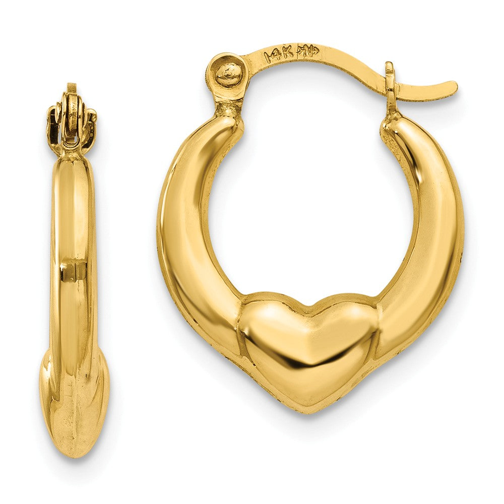 14K Hollow Heart Hoop Earrings Main image
