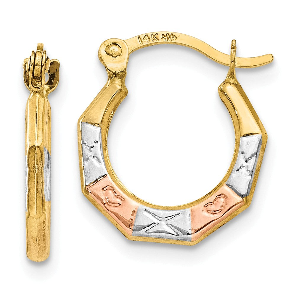 14K & White and Rose Rhodium Hoop Earrings Main image