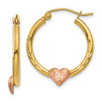 Heart Hoop Earrings in 14K Two-Tone Yellow & Rose Gold