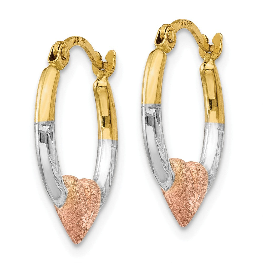 Heart Hoop Earrings in 14K Tri-Tone Gold