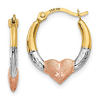 Heart Hoop Earrings in 14K Tri-Tone Gold