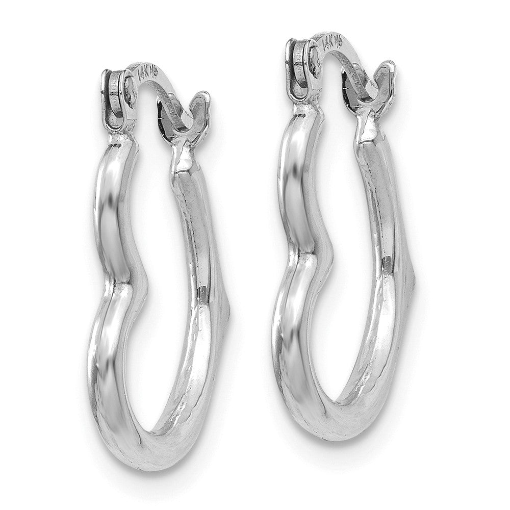 14K White Gold Heart Shaped Hollow Hoop Earrings Secondary image