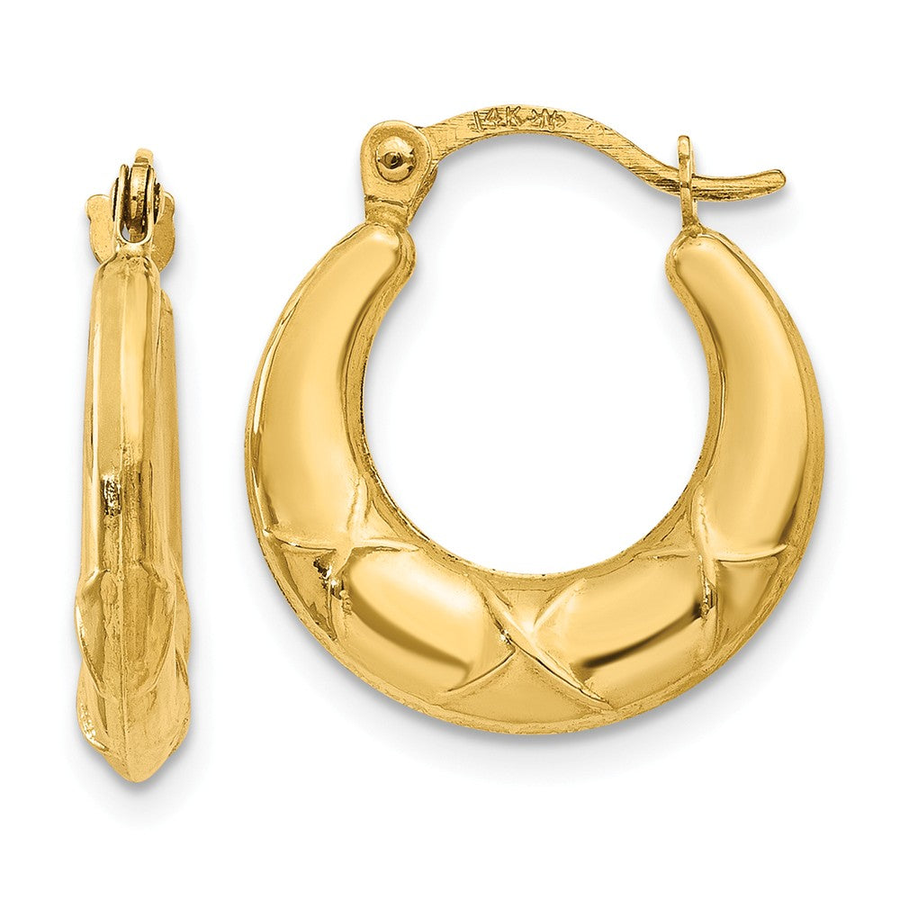 14K Hollow X Hoop Earrings Main image