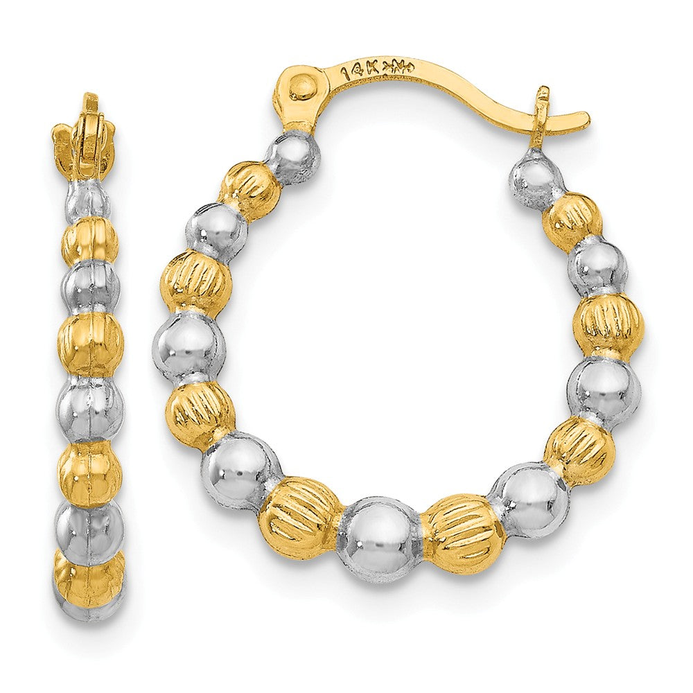 14K & Rhodium Beaded Hoop Earrings Main image