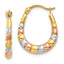 14K & White and Rose Rhodium Hollow Scalloped Hoop Earrings