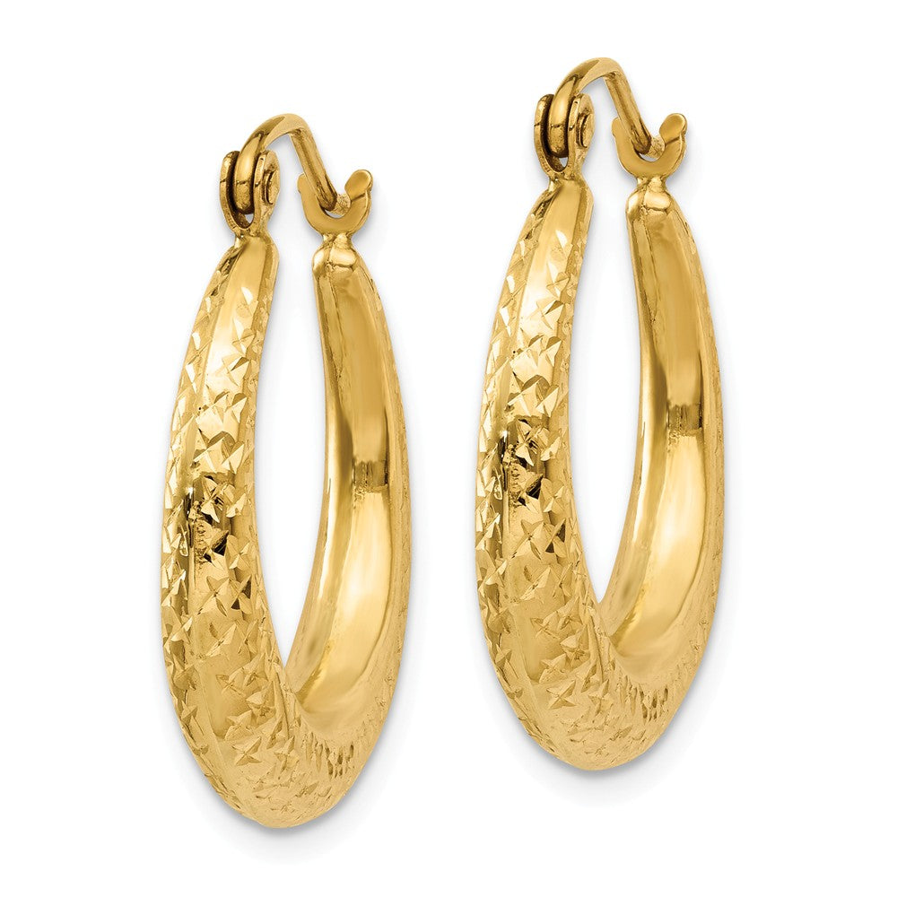 14K Diamond Cut Hollow Hoop Earrings Secondary image