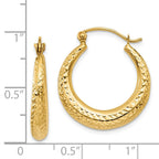 14K Diamond Cut Hollow Hoop Earrings