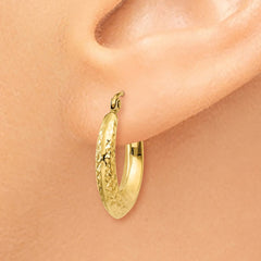 14K Textured Hollow Hoop Earrings