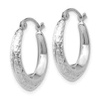 14K White Gold Textured Hollow Hoop Earrings