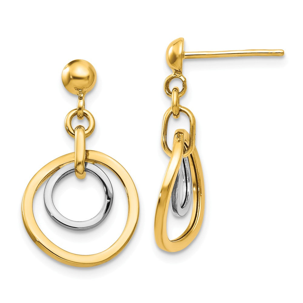14K Two-tone Circle Post Dangle Earrings Main image