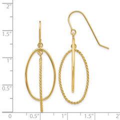 14k Polished and Textured Ovals Dangle Earrings