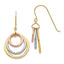 14K Tri-color Circle Dangle Shepherd Hook Earrings