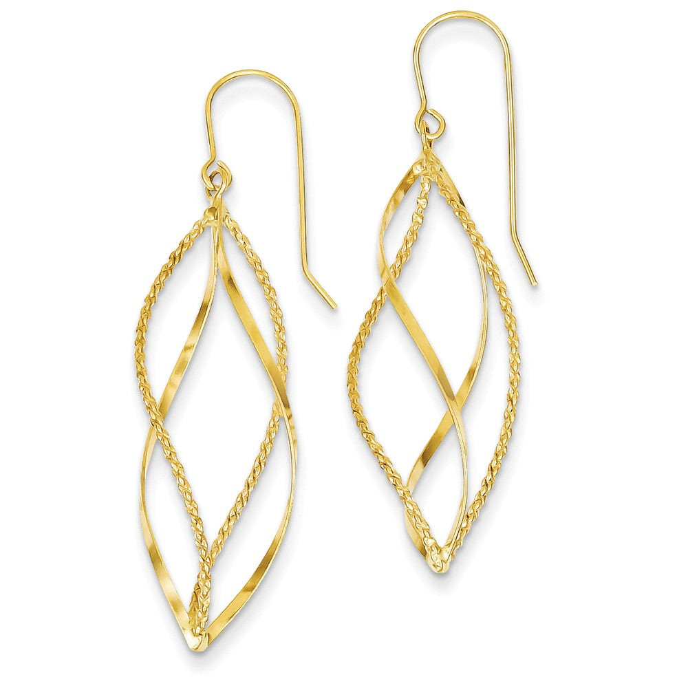 14K Polished and Textured Twisted Dangle Earrings Main image