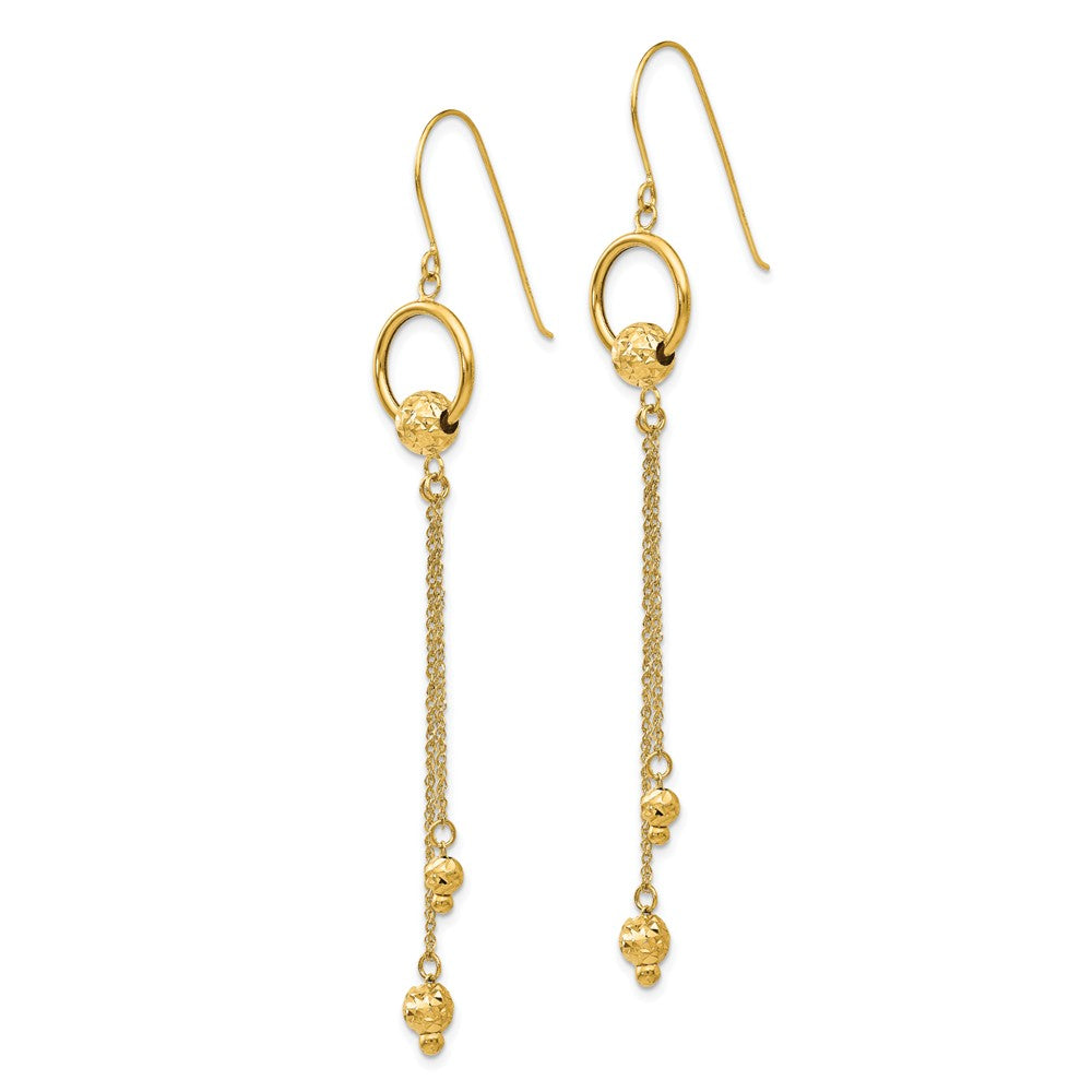 14K Gold Diamond Cut Dangle Shepherd Hook Earrings Secondary image