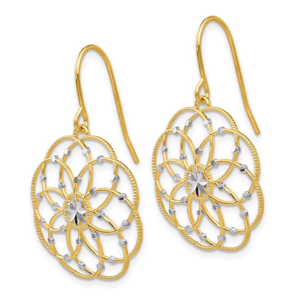 14K & Rhodium Diamond-cut Fancy Shepherd Hook Earrings