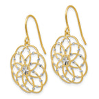 14K & Rhodium Diamond-cut Fancy Shepherd Hook Earrings