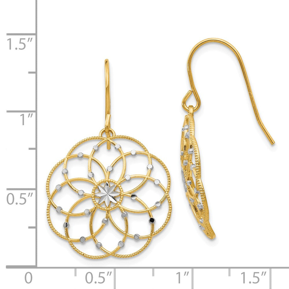 14k & Rhodium Diamond-cut Fancy Shepherd Hook Earrings