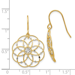 14k & Rhodium Diamond-cut Fancy Shepherd Hook Earrings