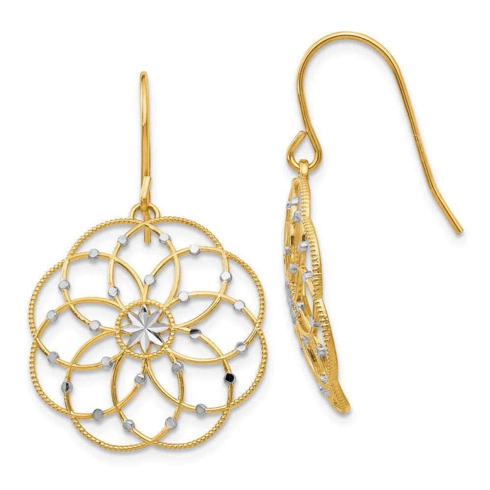 14K & Rhodium Diamond-cut Fancy Shepherd Hook Earrings