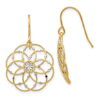 14K & Rhodium Diamond-cut Fancy Shepherd Hook Earrings
