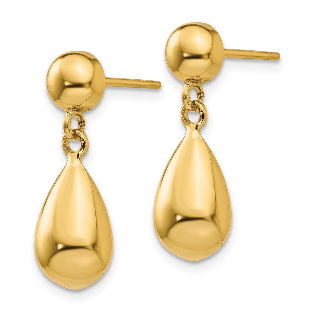 14K Teardrop Hollow Post Dangle Earrings Secondary image