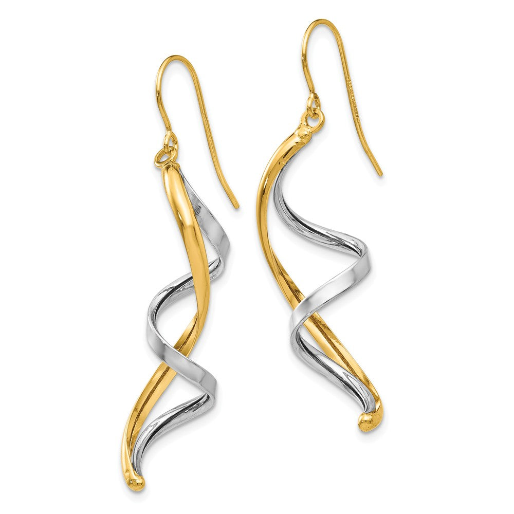 14K Two-tone Polished Fancy Dangle Earrings Secondary image