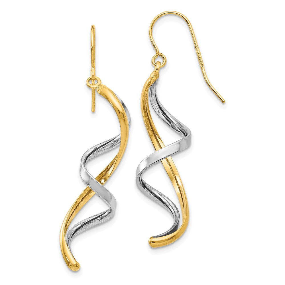 14K Two-tone Polished Fancy Dangle Earrings Main image