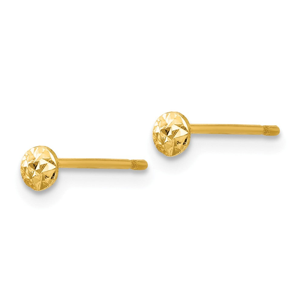 Textured Puffed Round Button Stud Earrings in 14K Yellow Gold