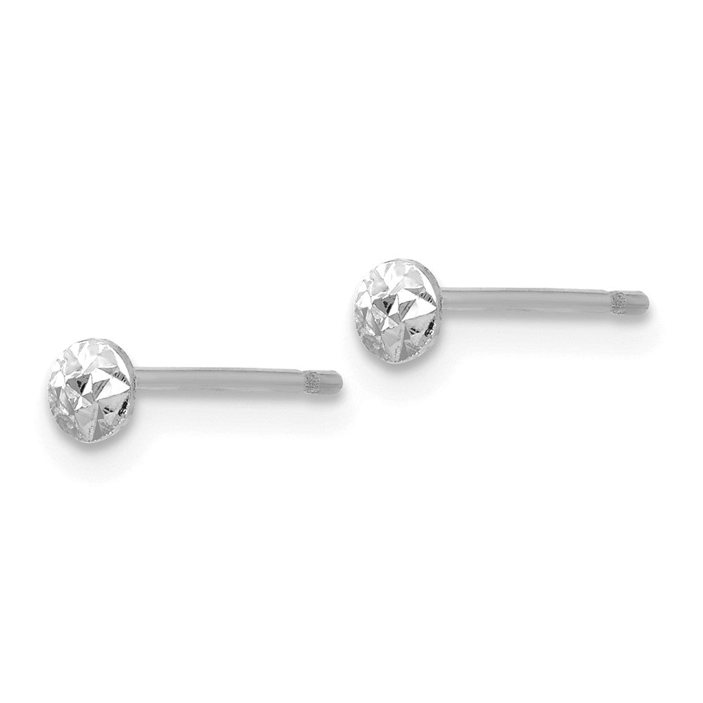 14K White Gold 3mm Puff Circle Stud Earrings Secondary image