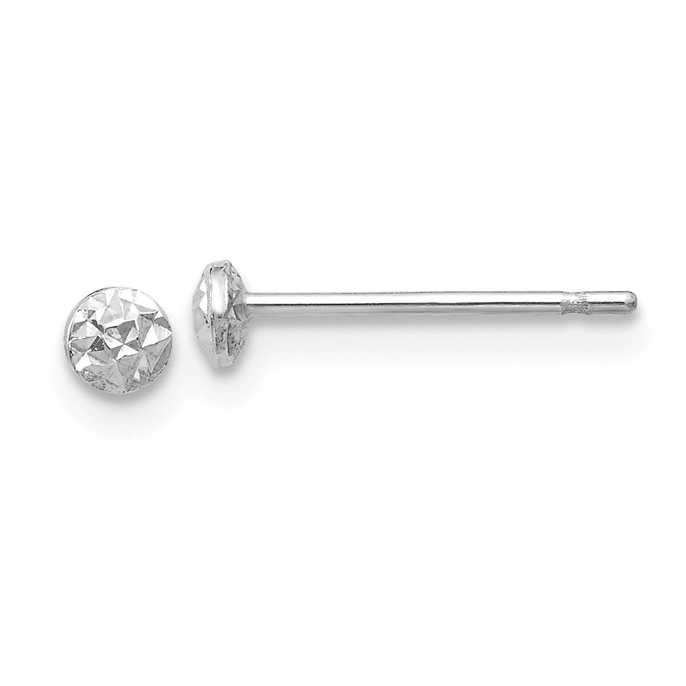14K White Gold 3mm Puff Circle Stud Earrings Main image