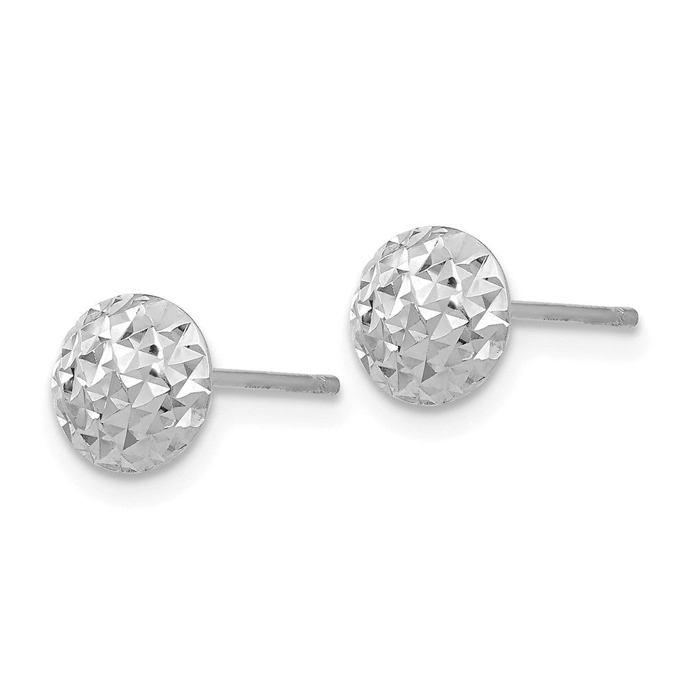 14K White Gold 6mm Circle Puff Post Earrings Secondary image