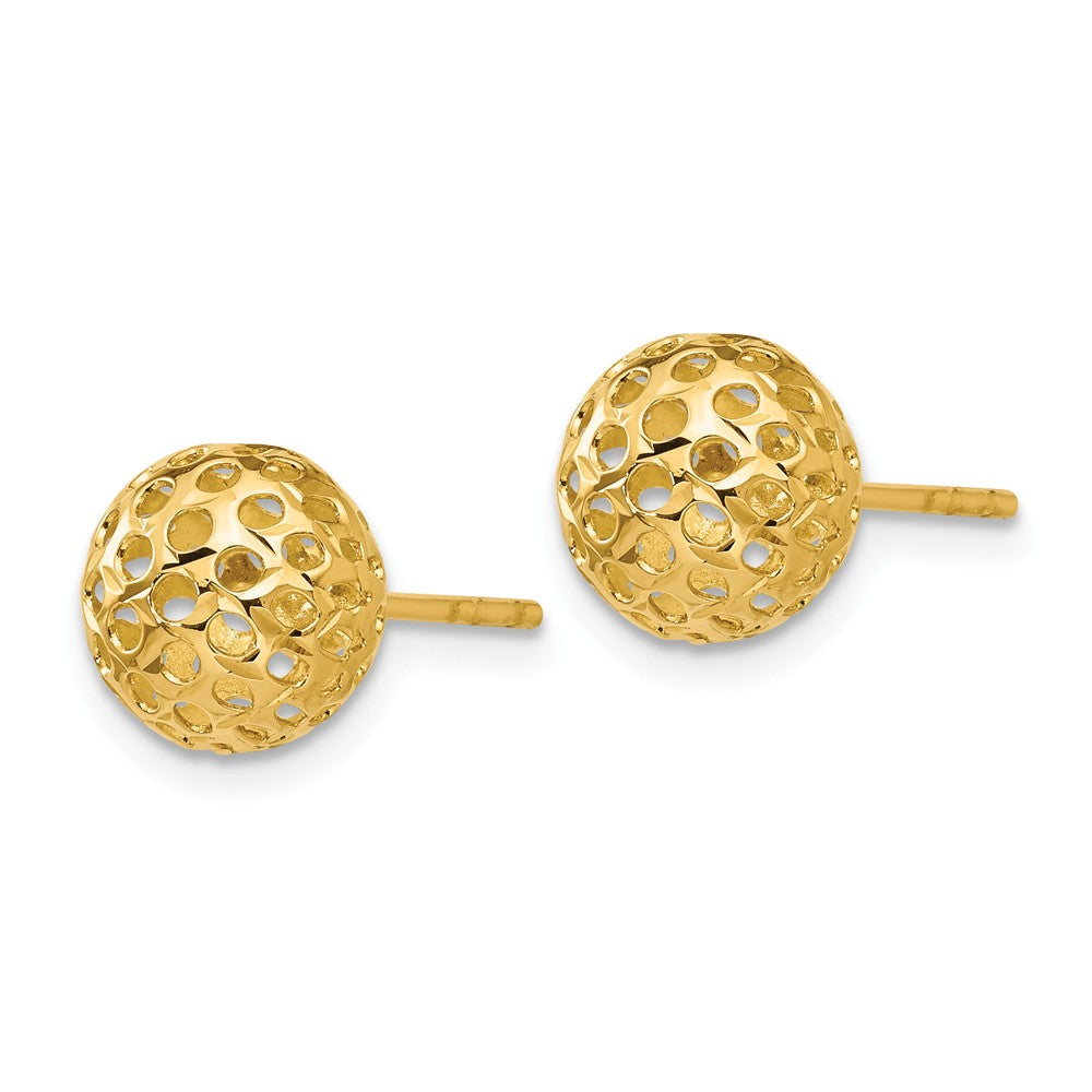 Diamond-Cut Pierced Ball Stud Earrings in 14K Yellow Gold