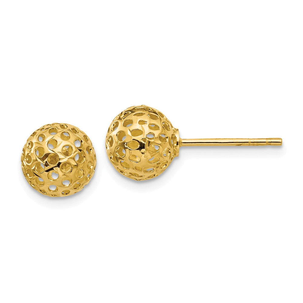 Diamond-Cut Pierced Ball Stud Earrings in 14K Yellow Gold