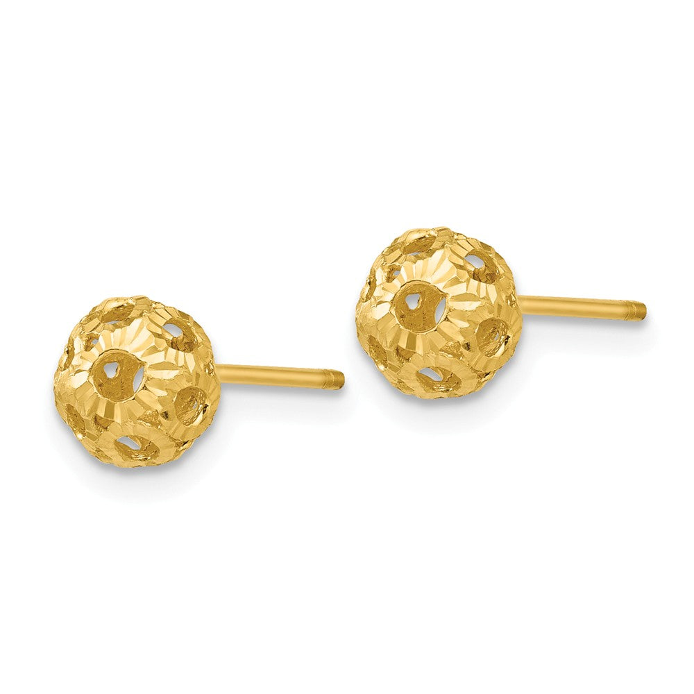 14K Open Diamond Cut Ball Post Earrings Secondary image