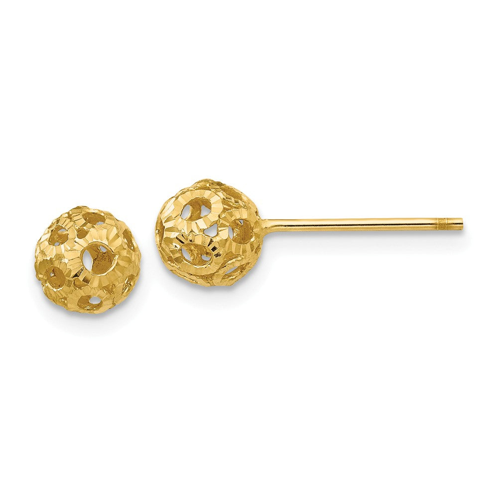 14K Open Diamond Cut Ball Post Earrings Main image