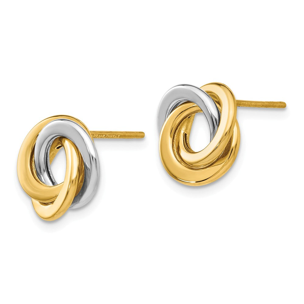 14K Two-tone Polished Intertwined Circles Post Earrings Secondary image