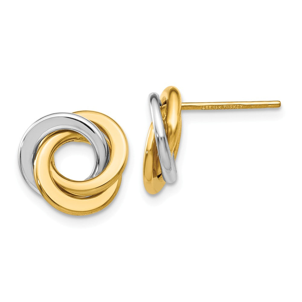 14K Two-tone Polished Intertwined Circles Post Earrings Main image
