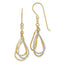 14K Two-tone Diamond Cut Tear Drop Shepherd Hook Earrings