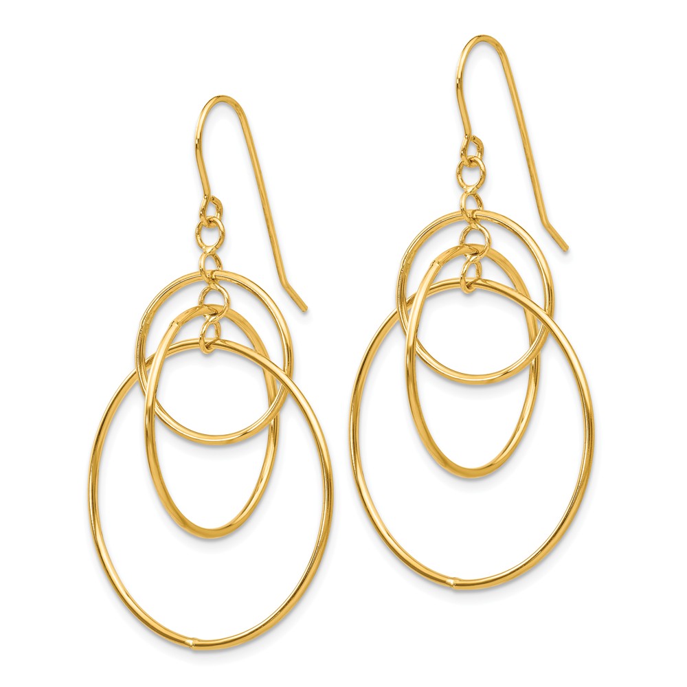 14K Polished Circles Dangle Earrings