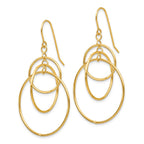 14K Polished Circles Dangle Earrings