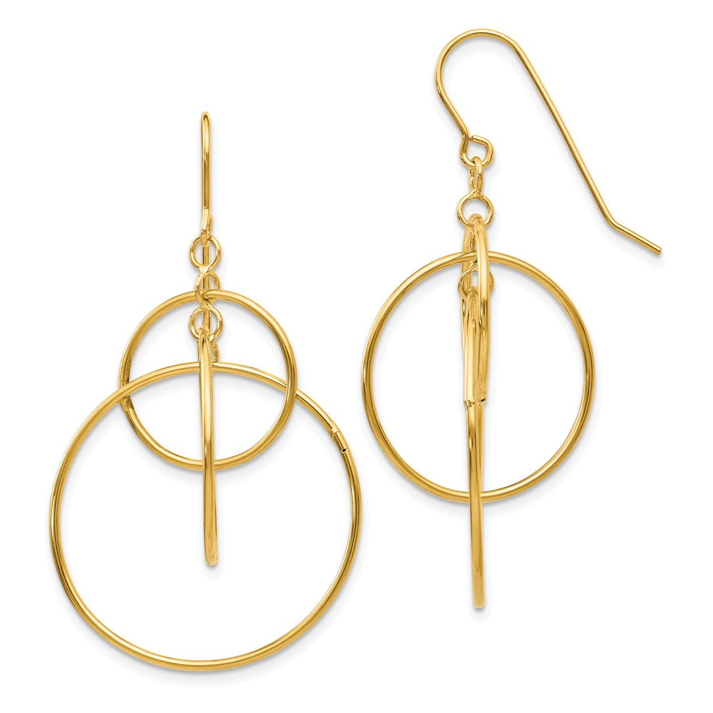 14K Polished Circles Dangle Earrings Main image