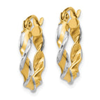 14K With  White Rhodium Polished 2.75mm Fancy Twisted Hoop Earrings