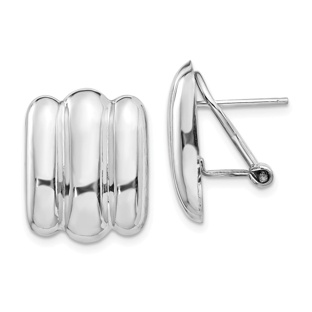 14K White Gold Polished Fancy Omega Back Post Earrings Secondary image
