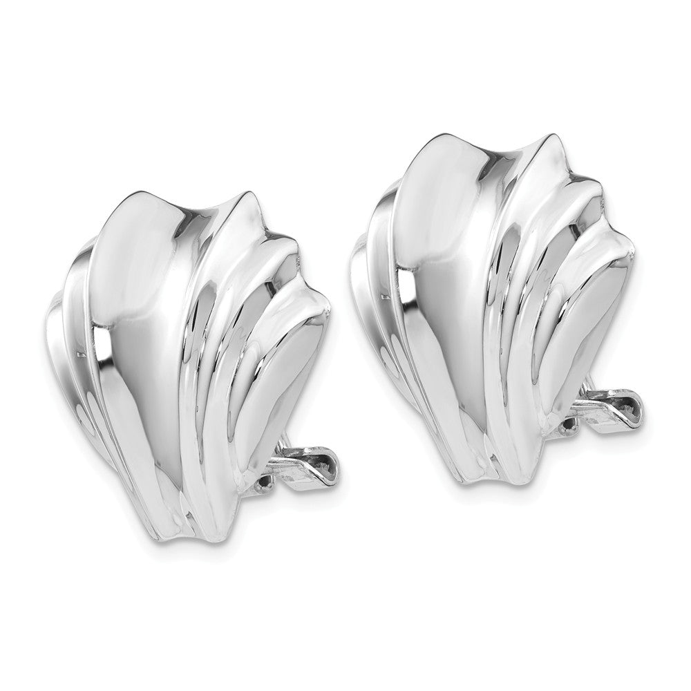 14K White Gold Polished Fancy Omega Back Post Earrings Secondary image